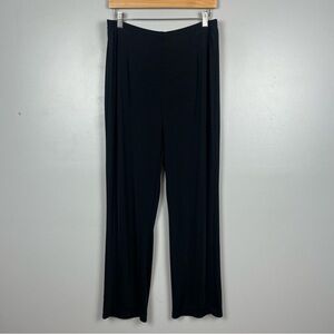Chico’s black elastic waist straight leg poly spandex knit pants, large short.